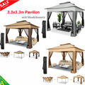 3,3x3,3m Pavillon Gartenpavillon Pavilon mit 4 Moskitonetz Sonnenschirm Pergolen