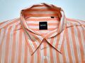 Hugo Boss Regular Fit Herren Hemd Kurzarm Orange Gestreift Gr. M TOP!