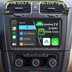Für Golf 5 6 Plus Touran Caddy Jetta DAB+ Autoradio Android 14 2+64G Carplay GPS