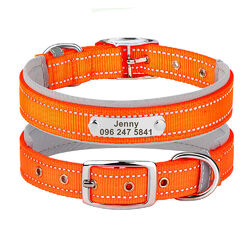 Reflektierend Nylon Hundehalsband Personalisiert mit Namen Gravur Bulldogge S-XL