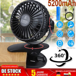 Mini USB Ventilator Akku Clip Fan 360° Tischventilator mit Batterie Tisch Lüfte