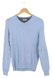 TOM TAILOR Pullover Herren Gr. S Blau V-Ausschnitt Baumwolle