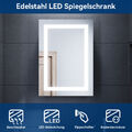 Edelstahl Spiegelschrank Bad mit LED Beleuchtung Beschlagfrei Steckdose 70x50cm