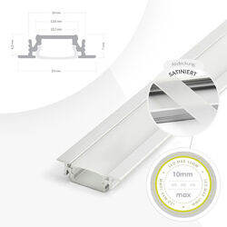 LED Profil Aluprofil Aluminium Stripes Schiene Leiste LED-Streifen 1-2m Endkappe