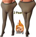 2 Paar Damen Fleece Strumpfhose Gefütterte Winter Warme Pantyhose Übergröße 320g