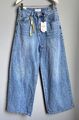 Damen Wide Leg Jeans Hose Blau Denim weites Bein Gr. 36 S Italy Wiya