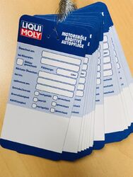 10x LIQUI MOLY Ölwechselanhänger, Ölwechselzettel, Inspektionszettel Ölzettel