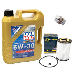 Motoröl Ölfilter SH4045L 5W30 5 Liter + Ölablassschraube für Mercedes X218 W204
