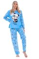 Damen Pyjama Set Panda Teddy bedruckt Langarm Loungewear Nachtwäsche