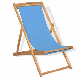 Garten Liegestuhl Teak Strandstuhl 56×105×96 Campingstuhl Blau Holzklappstuhl