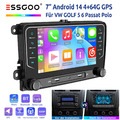 Android14 4+64G 7" Autoradio Carplay Für Golf 5 6 Plus Caddy Touran Jetta RDS FM