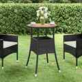 Akazie Massivholz Gartentisch Ø60x75cm Poly Rattan Tisch Schwarz/Grau vidaXL