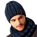 AJS Herren Jungen Winterset Strickmütze Loopschal Wintermütze Doppelgeklickt