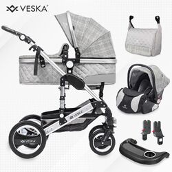 3 in 1 Kombi-Kinderwagen Buggy Reisebuggy inkl. Auto- Babyschale Jogger Faltbar⭐⭐⭐⭐⭐ inkl. Wickeltasche + Spieltisch + Fußsack + Netz