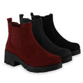 Damen Stiefeletten Chelsea Boots Blockabsatz Profil-Sohle 835950 Schuhe
