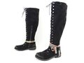 Felmini WIDE FIT Stiefel Overknee Schnürstiefel Boots Leder Schwarz Damen Gr.39