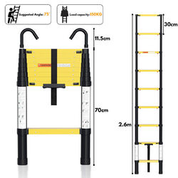 Teleskopleiter Robust Alu Stehleiter Leiter 150kg Klappleiter Haken