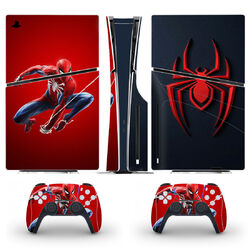 Skin Aufkleber Sticker fur PS5 Slim Konsole Controller Disc Version Spiderman #5