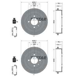 2X TEXTAR 200mm BREMSTROMMELN HINTEN PASSEND FÜR SEAT AROSA CORDOBA IBIZA MII