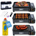 ZMC 2in1 Gaskocher Camping-Kocher + Gasgrill inkl. Gaskartuschen, Grillplatte