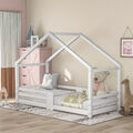 Kinderbett Hausbett Bett mit Rausfallschutz 90x200 Kiefer Massivholz Lattenrost