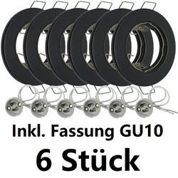 LED Einbaustrahler Rahmen GU10 Fassung 6 Pack Set 230V Rund Einbauleuchte EDO