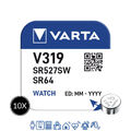 10 x Varta 319 Uhrenbatterien 1,55 V SR527SW SR64 RW 328 21mAh Knopfzelle