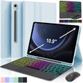 Für Samsung Galaxy Tab S9 S9FE S8 S7 Hülle mit Beleuchtet Touchpad Tastatur Maus