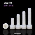 Kunststoff Zylinderschrauben Innensechskant Weiß Nylon DIN 912 M3 - M12