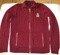 Ralph Lauren Damen Strickjacke Zopfmuster Gr. M - Bordeaux mit Stickerei - Top