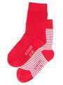 2 Paar SCHIESSER Kindersocken Strümpfe Socken Ringel + uni rot Gr. 23-26 NEU