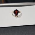 14k Gelbgold Natürlich Red Garnet Und Diamanten Edelstein Solitär Trauring