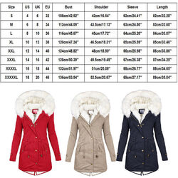 Damen Winter Warm Hooded Parka Winter Jacke Stepp Mantel Steppjacke Langejacke