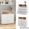 Kommode Highboard Anrichte Beatrice Weiß 3 Schubladen Sideboard Regal Vicco