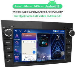 8Core 4+64GB Für Opel Corsa C/D Zafira B Astra G H Android 13 Carplay Autoradio