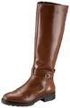 Tommy Hilfiger Damen Hohe Stiefel Round Stud Long Boot Leder Cognac Braun Gr.41