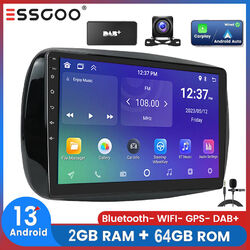 Carplay Android Autoradio GPS 64G DAB+ KAM MIC Für Benz Smart Fortwo 453 14-19