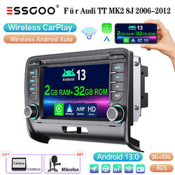 Android 13 2+32G Autoradio Für Audi TT MK2 8J 2006-12 Carplay GPS Navi FM BT RDS