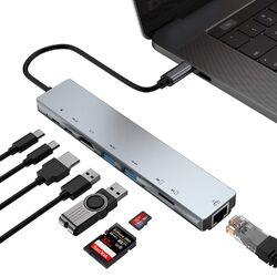 8 in1/ 6 in 1 USB C Hub Adapter HDMI 4K Micro SD Netzwerk für Mac HDTV Notebook