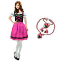 Damen Karneval Dirndl Kostüm Kleid Oktoberfest Fasching Schmuckset Trachtenmode