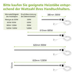 Badheizkörper Elektrisch mit Thermostat Handtuchtrockner Elektro Handtuchwärmer