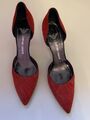 Emporio Armani Pumps Gr. 39,5 EU, roter Wildleder Highheel, Absatzhöhe 10 cm.