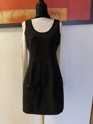 Zero Hochwertig Damenkleid Wollkleid ärmellos Tweed Schwarz/grau Gr.38 Neuwertig