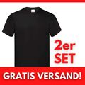 2er BASIC T-SHIRT: Herren, L, Black - ✅GRATIS VERS. FRUIT OF THE LOOM ORIGINAL T