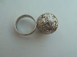 Ring mit Kugel - silberfarben - Gr.  18,8 / 59 - rund - Modeschmuck