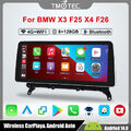 Android 14 Touchscreen Autoradio Octa Core 128GB 4G GPS Navi Für BMW X3 F25 NBT