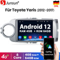 4+64G Für Toyota Yaris 2011-2018 Autoradio GPS Navi CarPlay Android 12 WIFI DAB+