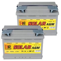 2x HR AGM Solar-Batterie 12V 160Ah 24V 80Ah Wohnmobil Versorgungsbatterie Boot