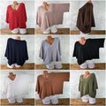 ♥ Italy Kurzer Strick Oversize Poncho Überwurf Kuscheliger Pullover bis Gr. 44