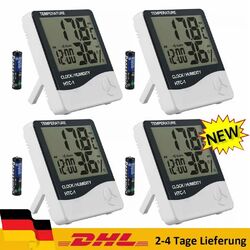 4x Digital Thermometer Hygrometer Raumthermometer Luftfeuchtigkeitsmesser Wecker